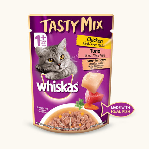 Whiskas Chicken With Tuna And Carrot in Gravy Tasty Mix Adult Cat Wet Food